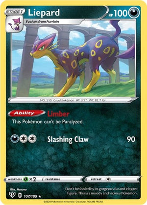 Pokemon TCG - SWSH03: Darkness Ablaze - Liepard - 107/189