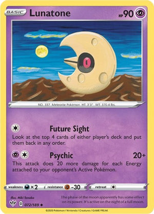 Pokemon TCG - SWSH03: Darkness Ablaze - Lunatone - 072/189