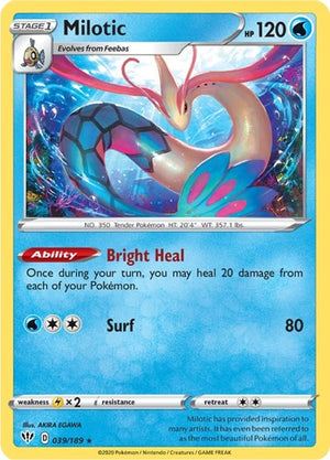Pokemon TCG - SWSH03: Darkness Ablaze - Milotic - 039/189 - Reverse Holofoil