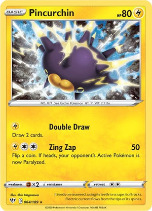 Pokemon TCG - SWSH03: Darkness Ablaze - Pincurchin - 064/189 - Reverse Holofoil