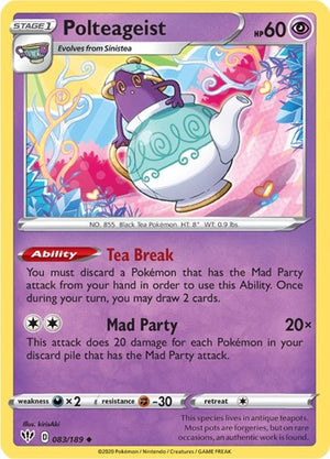 Pokemon TCG - SWSH03: Darkness Ablaze - Polteageist - 083/189 - Reverse Holofoil