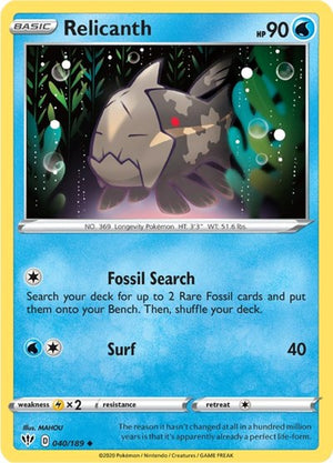 Pokemon TCG - SWSH03: Darkness Ablaze - Relicanth - 040/189
