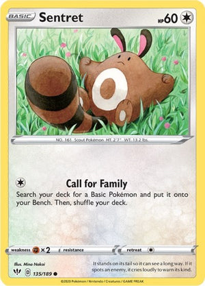 Pokemon TCG - SWSH03: Darkness Ablaze - Sentret - 135/189 - Reverse Holofoil