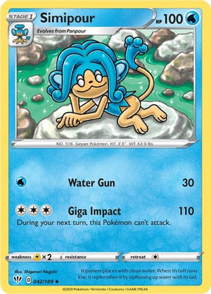 Pokemon TCG - SWSH03: Darkness Ablaze - Simipour - 042/189 - Reverse Holofoil