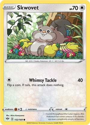 Pokemon TCG - SWSH03: Darkness Ablaze - Skwovet - 152/189 - Reverse Holofoil