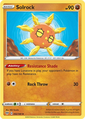 Pokemon TCG - SWSH03: Darkness Ablaze - Solrock - 092/189