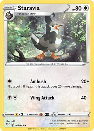 Pokemon TCG - SWSH03: Darkness Ablaze - Staravia - 146/189