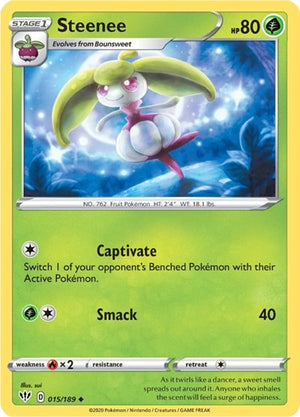 Pokemon TCG - SWSH03: Darkness Ablaze - Steenee - 015/189 - Reverse Holofoil