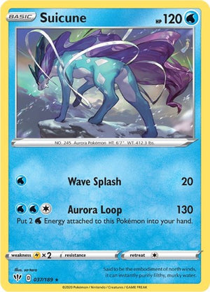 Pokemon TCG - SWSH03: Darkness Ablaze - Suicune - 037/189 - Reverse Holofoil