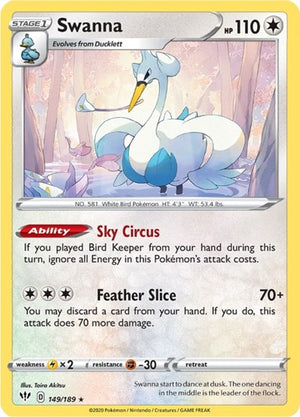 Pokemon TCG - SWSH03: Darkness Ablaze - Swanna - 149/189