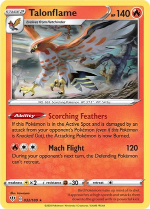 Pokemon TCG - SWSH03: Darkness Ablaze - Talonflame - 032/189