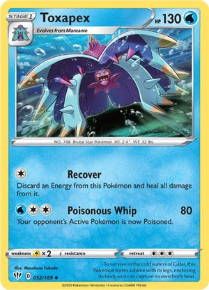 Pokemon TCG - SWSH03: Darkness Ablaze - Toxapex - 052/189 - Reverse Holofoil