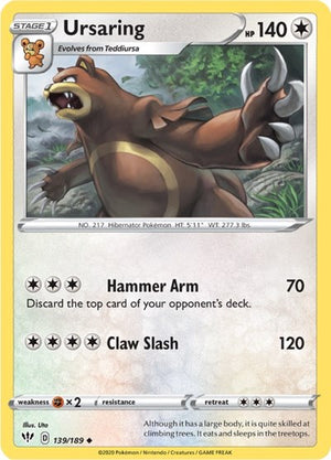 Pokemon TCG - SWSH03: Darkness Ablaze - Ursaring - 139/189 - Reverse Holofoil