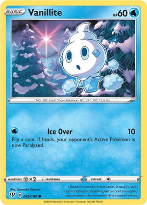 Pokemon TCG - SWSH03: Darkness Ablaze - Vanillite - 045/189 - Reverse Holofoil