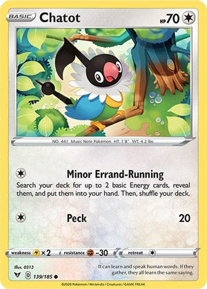 Pokemon TCG - SWSH04: Vivid Voltage - Chatot - 139/185