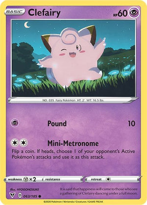 Pokemon TCG - SWSH04: Vivid Voltage - Clefairy - 063/185 - Reverse Holofoil