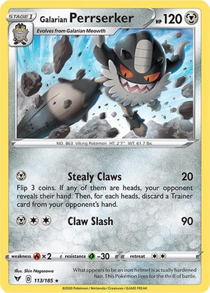 Pokemon TCG - SWSH04: Vivid Voltage - Galarian Perrserker - 113/185 - Reverse Holofoil