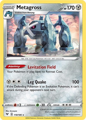 Pokemon TCG - SWSH04: Vivid Voltage - Metagross - 118/185 - Reverse Holofoil