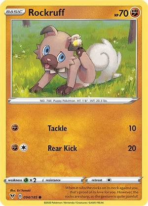 Pokemon TCG - SWSH04: Vivid Voltage - Rockruff - 094/185 - Reverse Holofoil