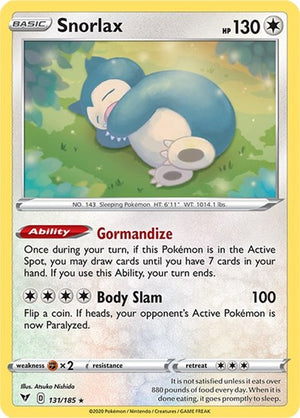 Pokemon TCG - SWSH04: Vivid Voltage - Snorlax - 131/185 - Reverse Holofoil