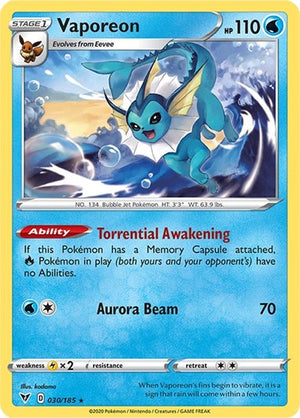 Pokemon TCG - SWSH04: Vivid Voltage - Vaporeon - 030/185