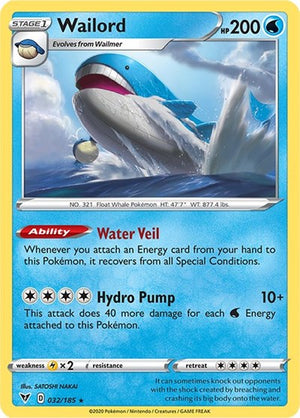 Pokemon TCG - SWSH04: Vivid Voltage - Wailord - 032/185 - Reverse Holofoil