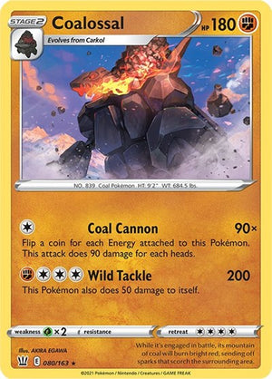 Pokemon TCG - SWSH05: Battle Styles - Coalossal - 080/163 - Reverse Holofoil