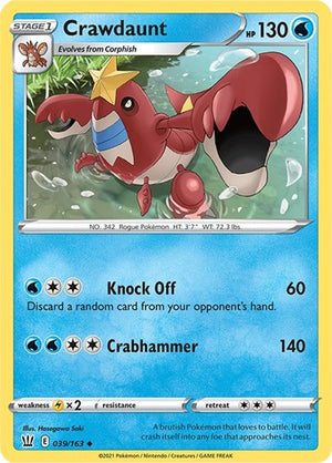 Pokemon TCG - SWSH05: Battle Styles - Crawdaunt - 039/163