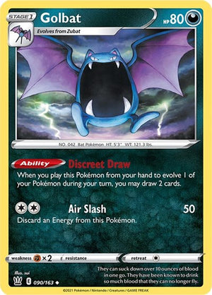 Pokemon TCG - SWSH05: Battle Styles - Golbat - 090/163 - Reverse Holofoil