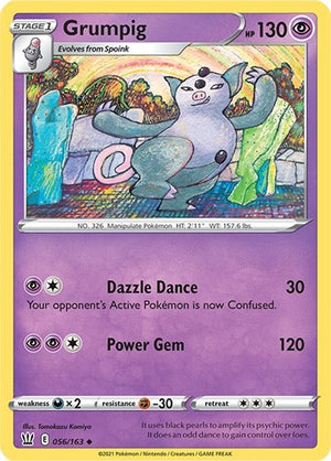 Pokemon TCG - SWSH05: Battle Styles - Grumpig - 056/163 - Reverse Holofoil