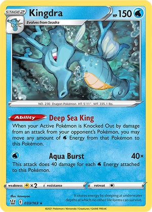 Pokemon TCG - SWSH05: Battle Styles - Kingdra - 033/163 - Reverse Holofoil