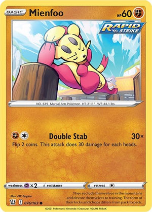 Pokemon TCG - SWSH05: Battle Styles - Mienfoo - 076/163