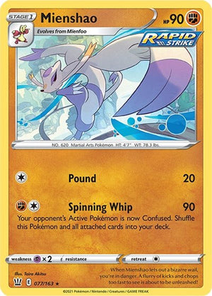 Pokemon TCG - SWSH05: Battle Styles - Mienshao - 077/163 - Reverse Holofoil