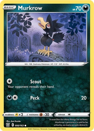 Pokemon TCG - SWSH05: Battle Styles - Murkrow - 093/163 - Reverse Holofoil