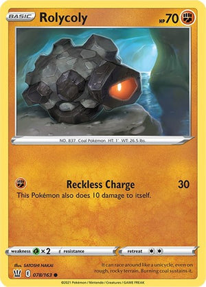 Pokemon TCG - SWSH05: Battle Styles - Rolycoly - 078/163 - Reverse Holofoil
