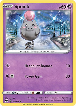 Pokemon TCG - SWSH05: Battle Styles - Spoink - 055/163 - Reverse Holofoil