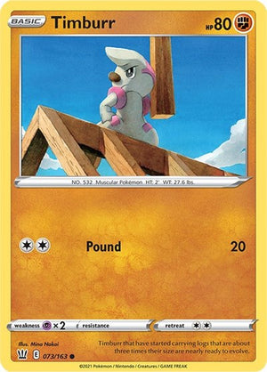 Pokemon TCG - SWSH05: Battle Styles - Timburr - 073/163 - Reverse Holofoil