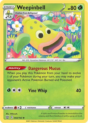 Pokemon TCG - SWSH05: Battle Styles - Weepinbell - 002/163 - Reverse Holofoil