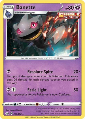 Pokemon TCG - SWSH06: Chilling Reign - Banette - 063/198 - Reverse Holofoil
