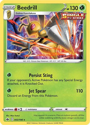 Pokemon TCG - SWSH06: Chilling Reign - Beedrill - 003/198 - Reverse Holofoil