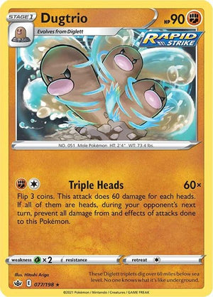 Pokemon TCG - SWSH06: Chilling Reign - Dugtrio - 077/198 - Reverse Holofoil