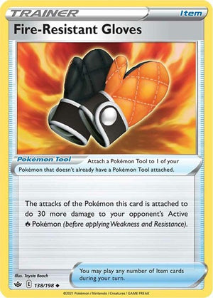 Pokemon TCG - SWSH06: Chilling Reign - Fire-Resistant Gloves - 138/198 - Reverse Holofoil