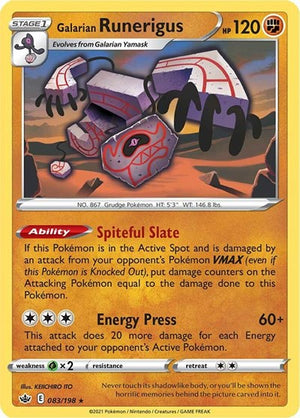 Pokemon TCG - SWSH06: Chilling Reign - Galarian Runerigus - 083/198 - Holofoil