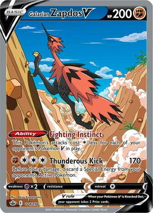 Pokemon TCG - SWSH06: Chilling Reign - Galarian Zapdos V - 174/198 - Holofoil