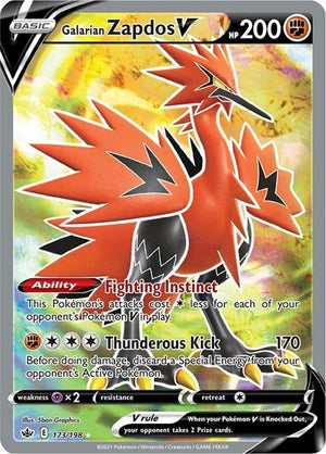 Pokemon TCG - SWSH06: Chilling Reign - Galarian Zapdos V - 173/198 - Holofoil