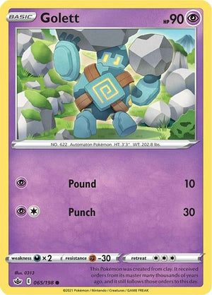 Pokemon TCG - SWSH06: Chilling Reign - Golett - 065/198 - Reverse Holofoil
