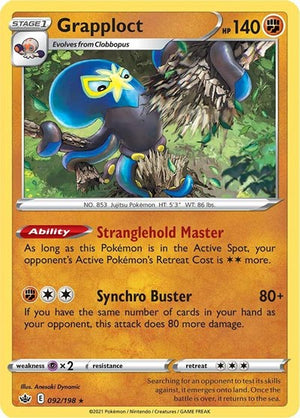 Pokemon TCG - SWSH06: Chilling Reign - Grapploct - 092/198 - Reverse Holofoil