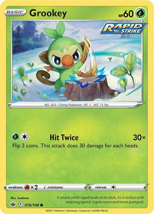 Pokemon TCG - SWSH06: Chilling Reign - Grookey - 016/198 - Reverse Holofoil