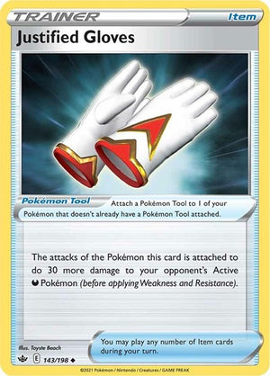 Pokemon TCG - SWSH06: Chilling Reign - Justified Gloves - 143/198 - Reverse Holofoil