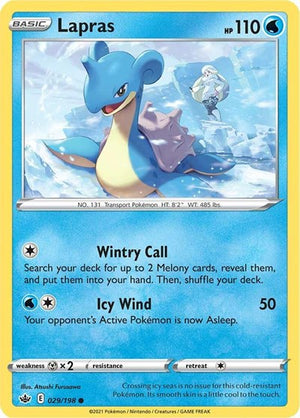 Pokemon TCG - SWSH06: Chilling Reign - Lapras - 029/198 - Reverse Holofoil